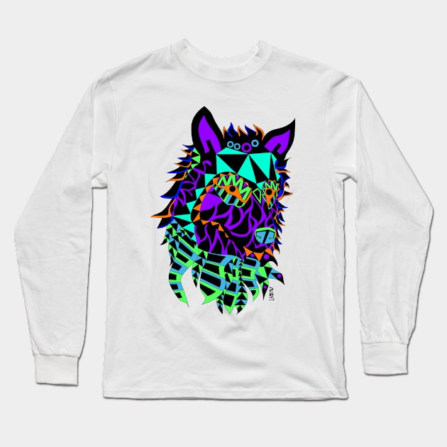 cute wolf ecopop art pattern Long Sleeve T-Shirt by jorge_lebeau